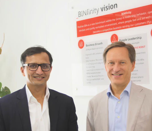 Bobst India managing director Ashish Saxena and Bobst Group CEO Jean Pascal Bobst at the Bobst Competence Center in Pune September 2026 Photo PSA
