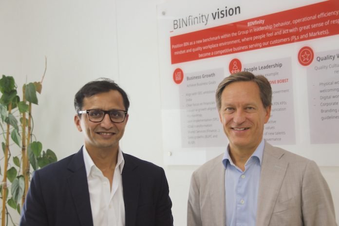 IMG_8211JPB&ASWeb800 Ashish Saxena and Bobst Group CEO Jean Pascal Bobst at the Bobst Competence Center in Pune September 20226 Photo PSA